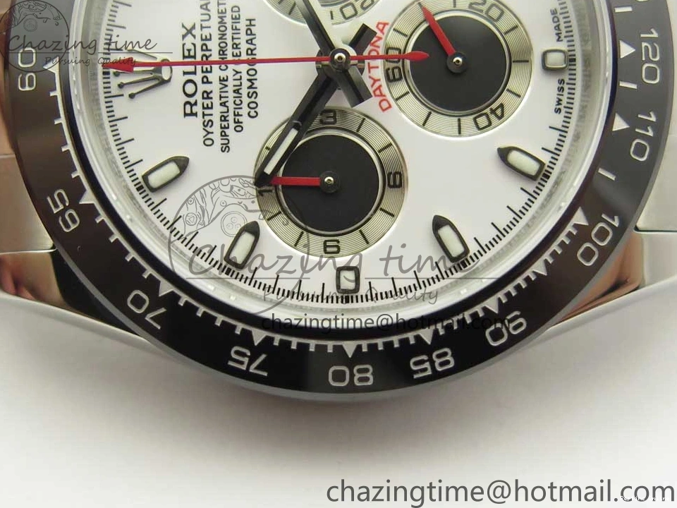 0107 Daytona 116500 JHF Best Edition Ceramic Bezel White Dial Black Red on SS Bracelet A Elegant 3266